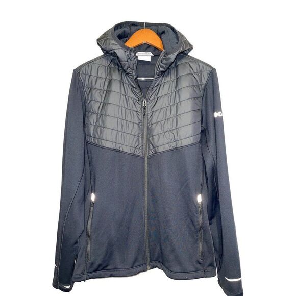 COLUMBIA Black Hooded Sports Jacket with Thumbholes Size Med - Picture 3 of 15